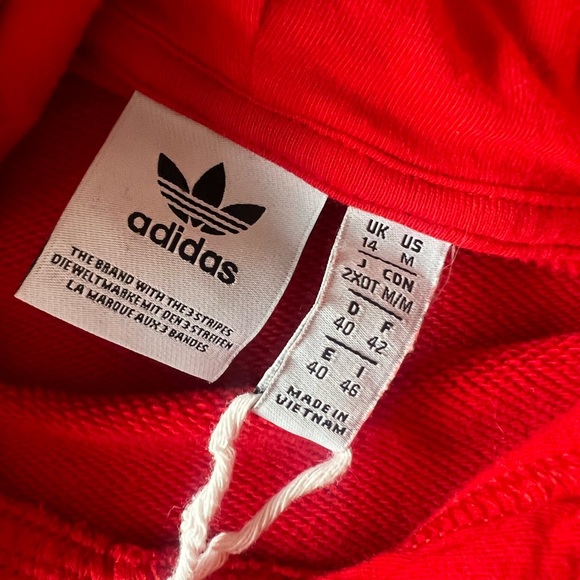 Cherry Red Adidas Cropped Hoodie - Picture 3 of 4
